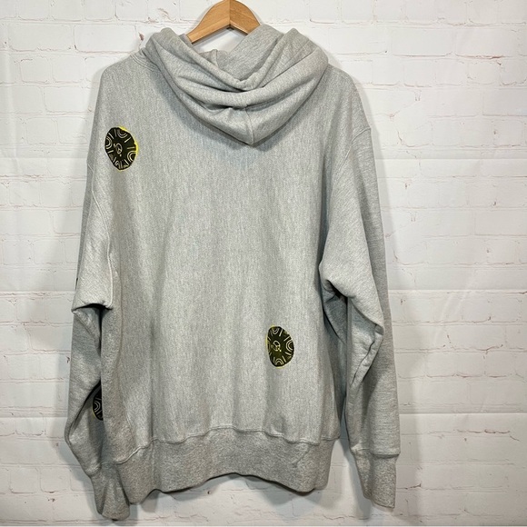 Champion Reverse Weave Peace Graphic Hoodie Sweatshirt Mens XL Gray Embroidered - Picture 12 of 13